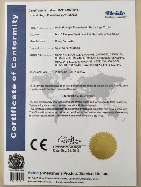 Porcellana Hefei Branagh Photoelectric Technology Co.,Ltd., Certificazioni